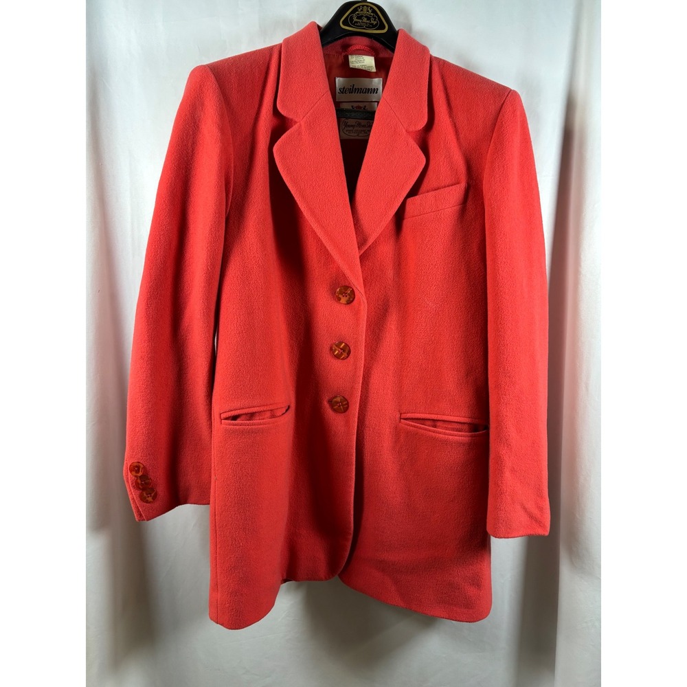 Steilmann Vintage‎ Red Wool Cashmere Blend Blazer Jacket Germany Womens 6